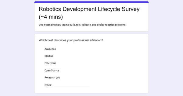 Cornell Master's Project Surveys Robotics Developers on Workflow Bottlenecks